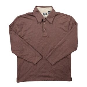 Junction West Long Sleeve Polo Mens XL Brown Excellent Vintage Herringbone Knit